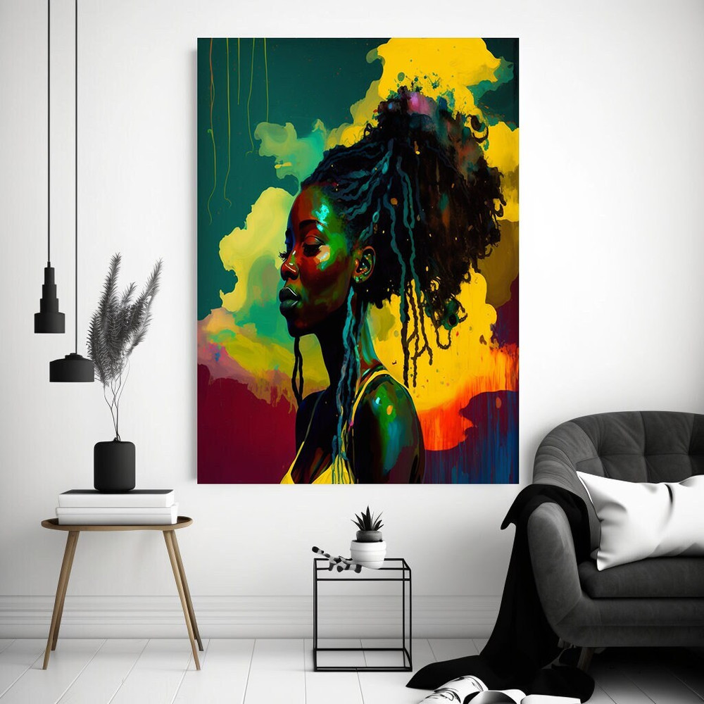 Woman Face Art, Colorful Girl Face Art, Black Woman Canvas, Colorful Face Canvas Painting, Woman Face Art, Custom Woman Desing, Woman Art.jpg