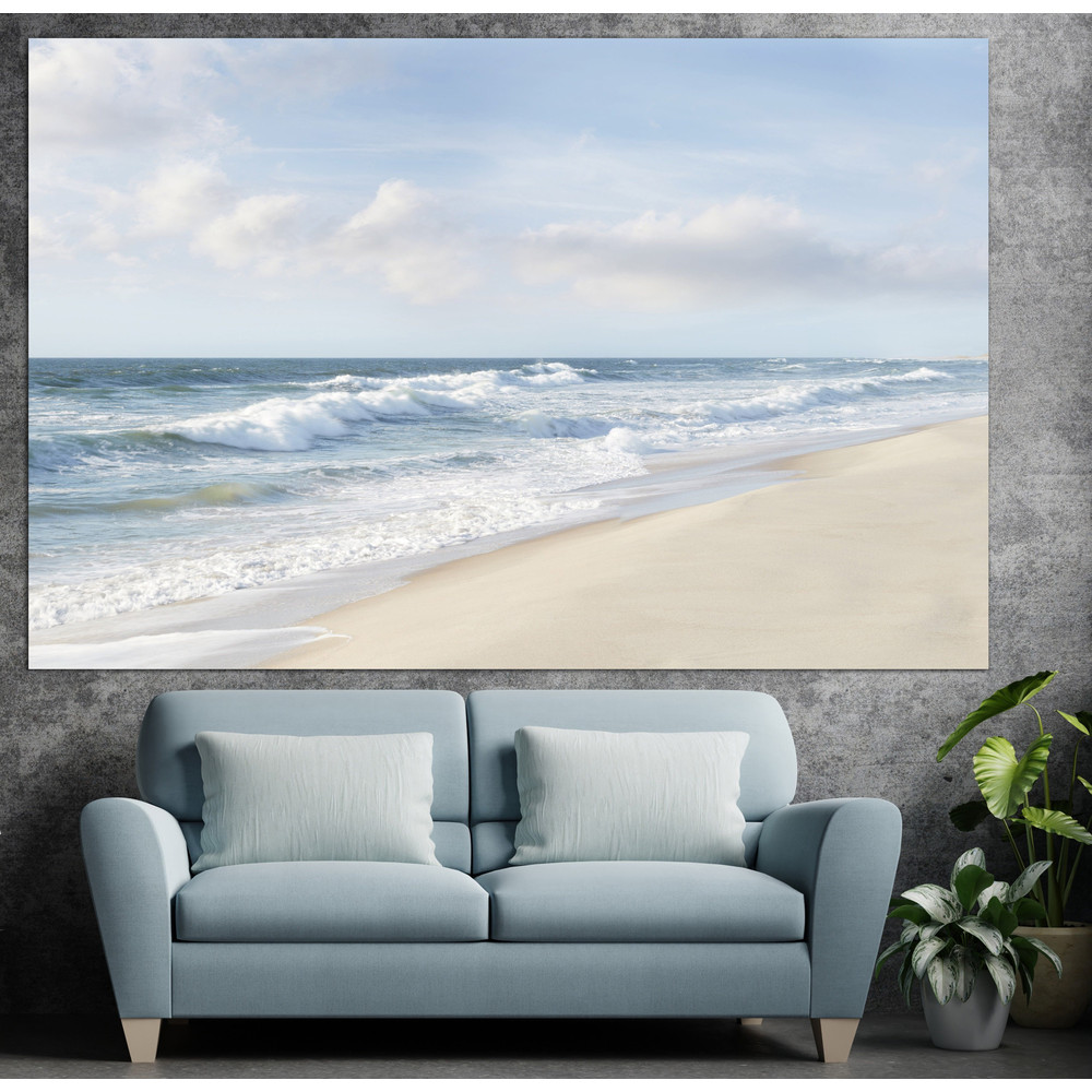 Seaside Print on Canvas Sea Beach Photo Poster Multi Panel Wall Art Coastal Print Neutral Wall Art Ocean Beach Poster for Loft Style Decor.jpg