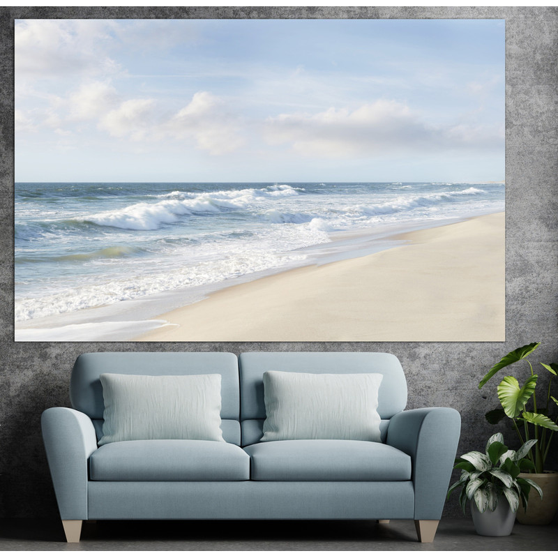 Seaside Print on Canvas Sea Beach Photo Poster Multi Panel Wall Art Coastal Print Neutral Wall Art Ocean Beach Poster for Loft Style Decor.jpg