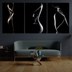 sexy girl body decor, sexy mural, woman painting, erotic nudity wall art, erotic nude art, woman art, black and white nu