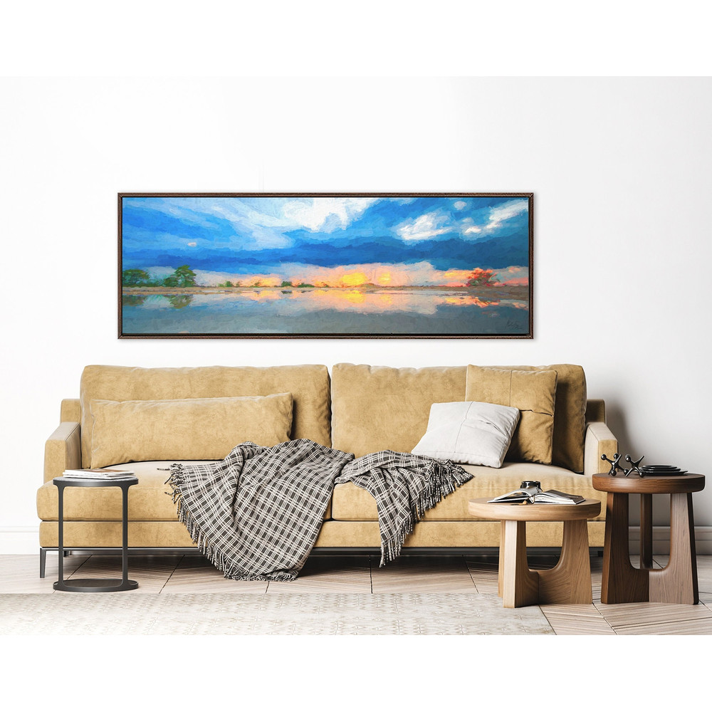 Sunrise , Oil Landscape Painting On Canvas - Ready To Hang Large Gallery Wrap Canvas Wall Art Prints With Or Without External Floater Frames.jpg