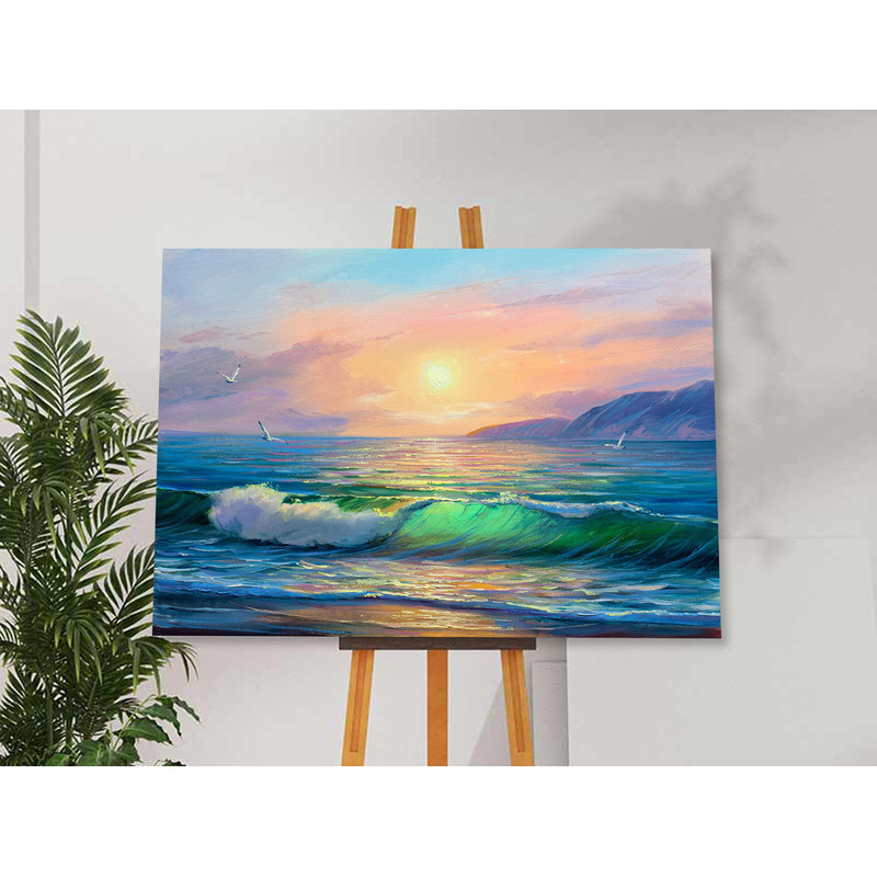 Sunrise By The Sea Painting Modern Impressionism Art Beach Scenery Painting Canvas Art Print Landscape Painting Ready to Hang Wall Art Decor.jpg