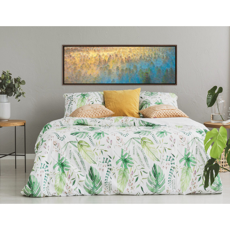 Sunrise Mountain Forest Oil Landscape Painting On Canvas - Ready To Hang Large Panoramic Canvas Wall Art Print With Or Without Floater Frame.jpg