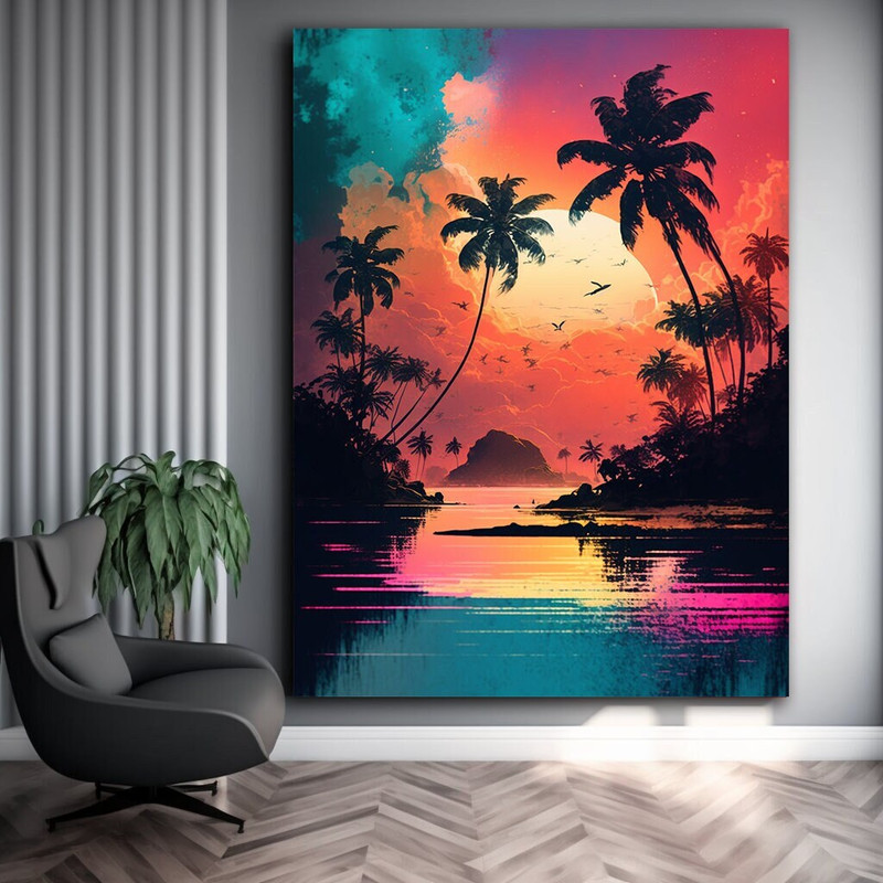 Tropical Wall Art, Landscape Wall Art, Palm Tree Canvas Painting, Canvas Wall Art, luxury Wall Art, Modern Wall Art, Art for Room Home Decor.jpg