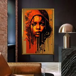 woman graffiti wall art, woman wall decor, watercolor wall art, office wall decor, teenroom wall art, colorful woman, af