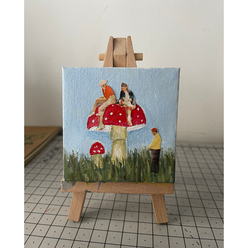 Mushroom Mini canvas art - Mixed media painting.jpg