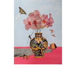 original mixed media collage on canvas - still life 1