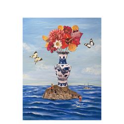 original mixed media collage on canvas - still life 2