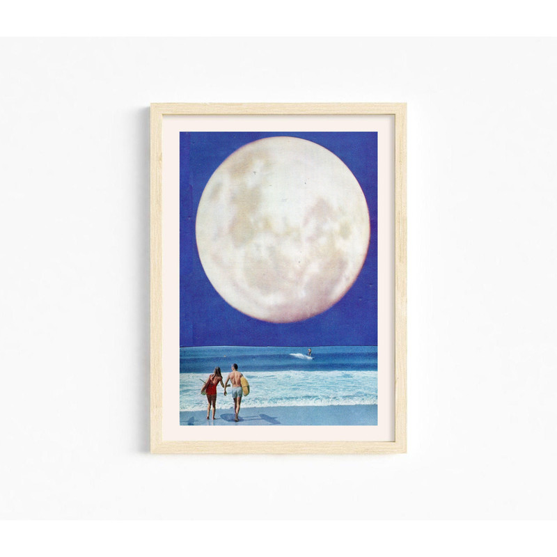 Small prints -5x7 art print - Full moon sea art- Couple love print.jpg