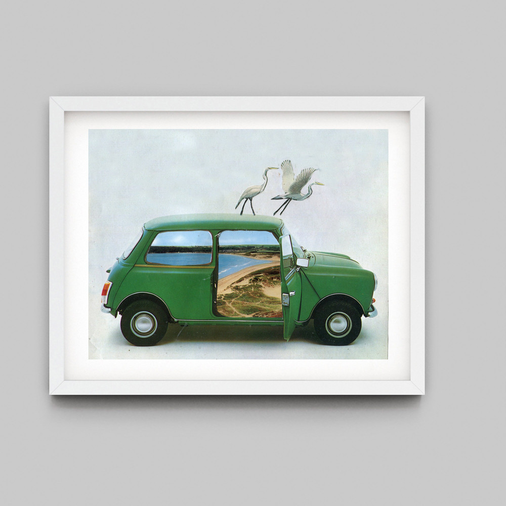 Mini car art print, Vintage art print, Classic car art, Adventure print.jpg