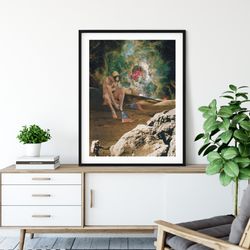 large wall art, universe nebula, diver, space, moon, extra large prints