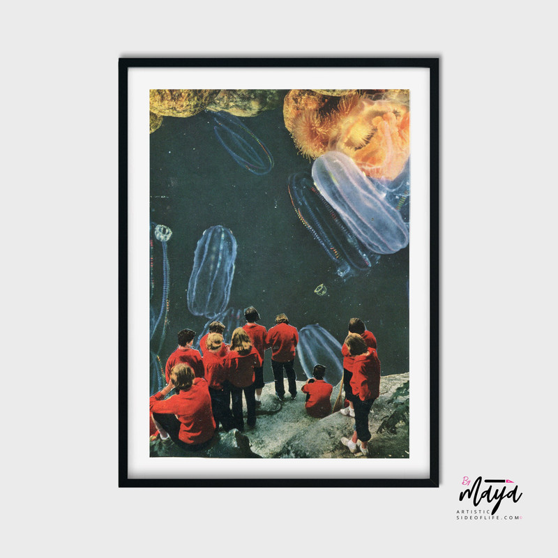 Underwater art, Jellyfish art, Large prints, 16x20 art, Contemporary art.jpg