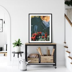 tropical jellyfish print, underwater sea life, marine art, home wall decor