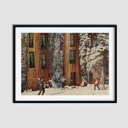 winter print, snow wall art, trees prints, unique decor, vintage and retro
