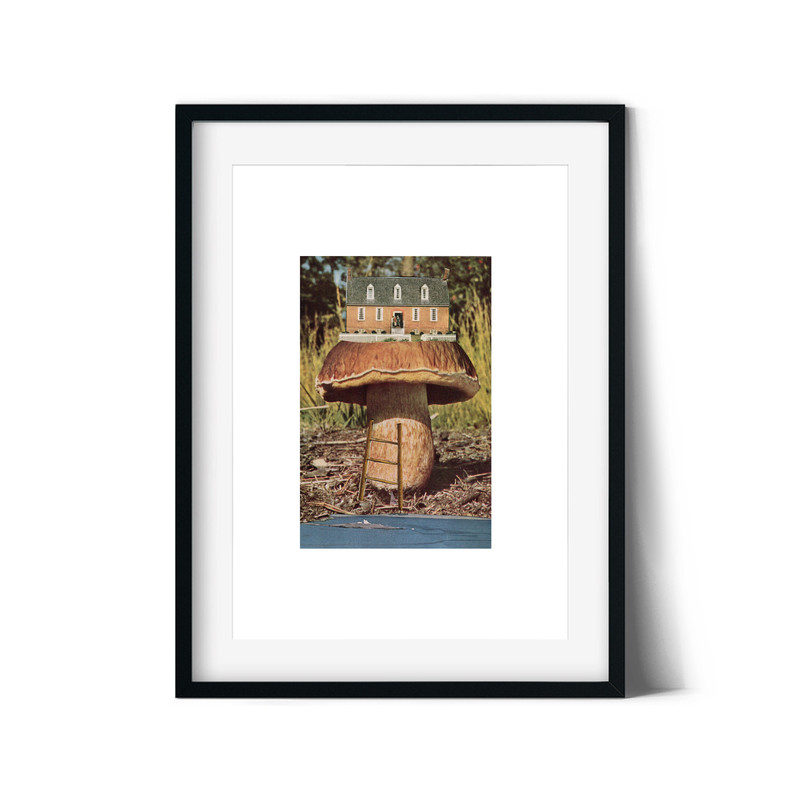 Mushroom house print, Imaginative art, A4 print, Unique print, Landscape art.jpg