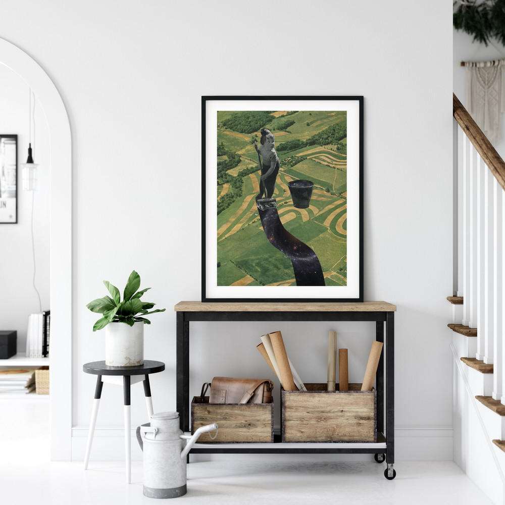 Nature wall art print, Green art, Unique art print, Green nature field poster.jpg