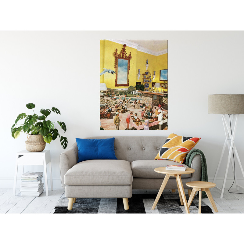 Summer large canvas art, Yellow bright canvas, Collage art, Ready to hang art.jpg