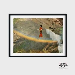 rainbow print wall art, positive prints, river art, gift for her, unframed art