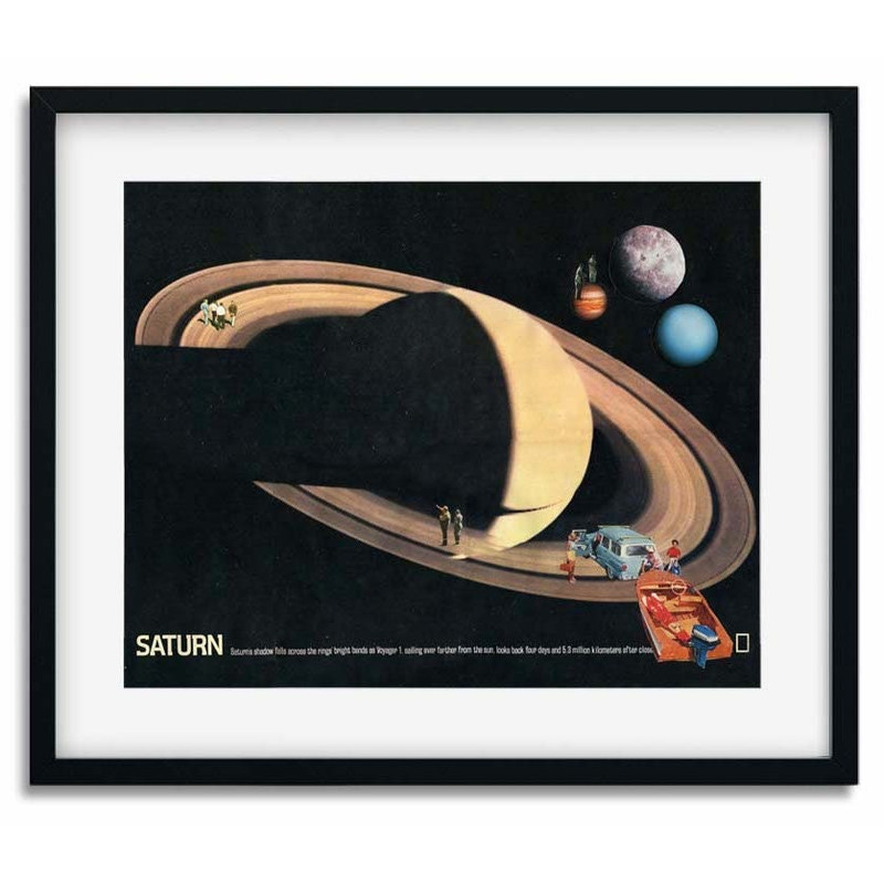 Saturn print, universe wall art poster, Travel art, Mid century retro collage art.jpg