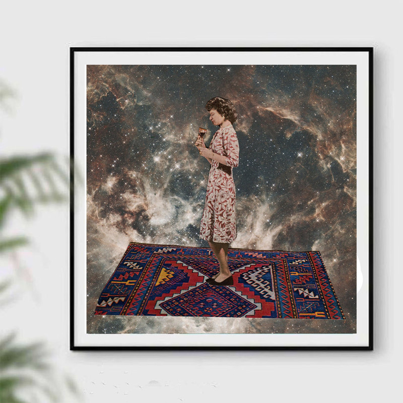 Large square print, 12x12, 14x14, 16x16, 18x18, Universe, Female art print, Wine art.jpg