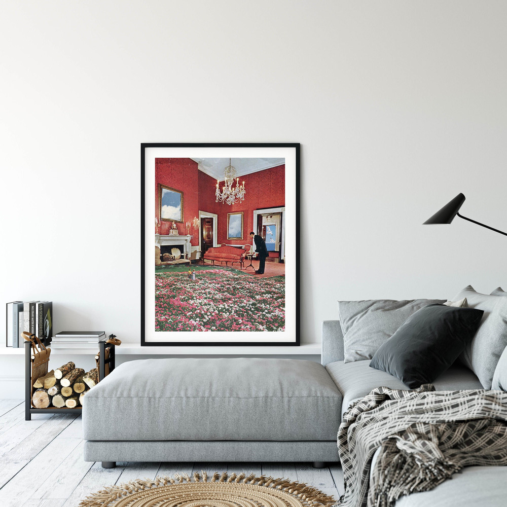 Red extra large print, Modern posters, Living room couple art, Floral and architectural.jpg