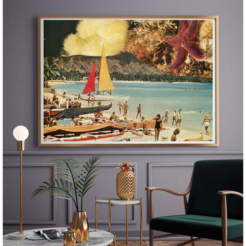 Summer print, Large beach wall art poster, Extra large art, Coral, Bright and colourful.jpg