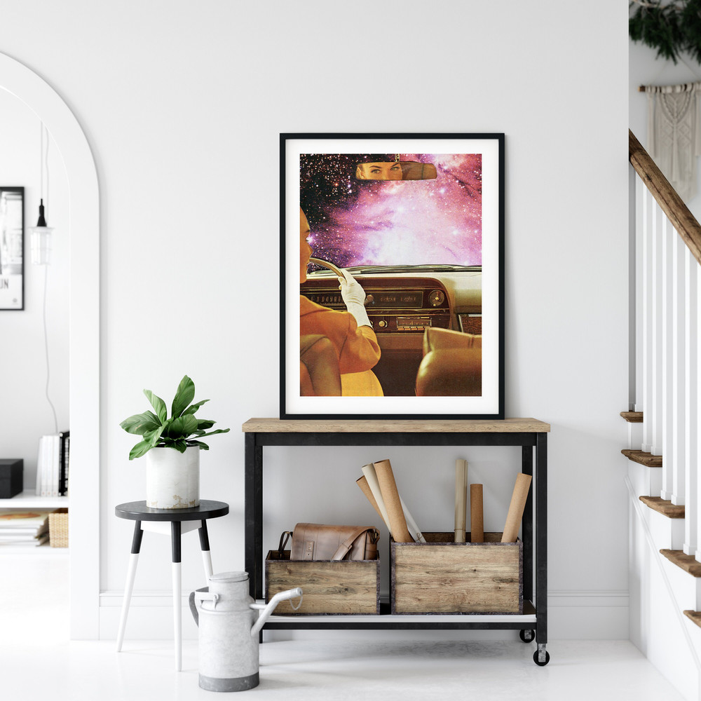 Pink wall art, Vintage prints, Adventure print, Feminist art, Travel poster, Gift for her.jpg