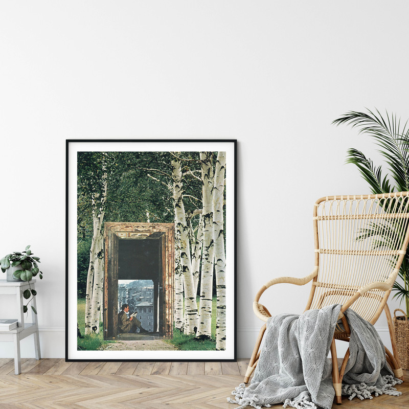 Tree wall art print, Trees art, Huge wall art, Extra large poster, Modern art, collage art.jpg