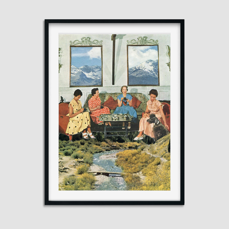 Nature prints, River wall art, Afternoon tea illustration, Modern posters, Livingroom decor.jpg