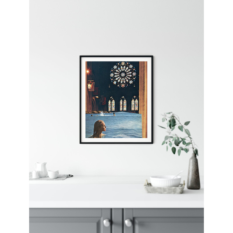 Sea print, Ocean print,  Beach Wall art decor, Stain glass art, Vintage poster, Collage art.jpg