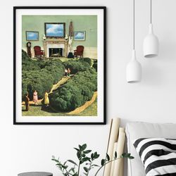 nature prints, modern architecture art poster, green print, office, living room, bedroom art