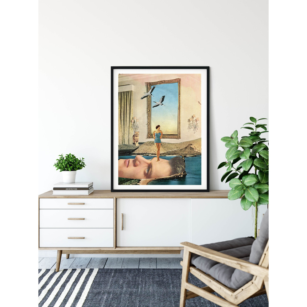 Surreal wall art print, Beige wall art, Unique nature landscape poster, Large wall art print.jpg
