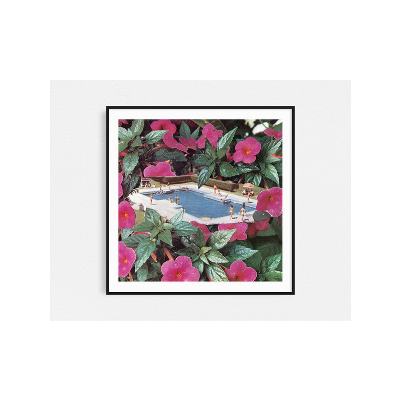 Swimming pool print, Summer art, Botanical print, Floral swimming pool, Pink art, Nature art.jpg