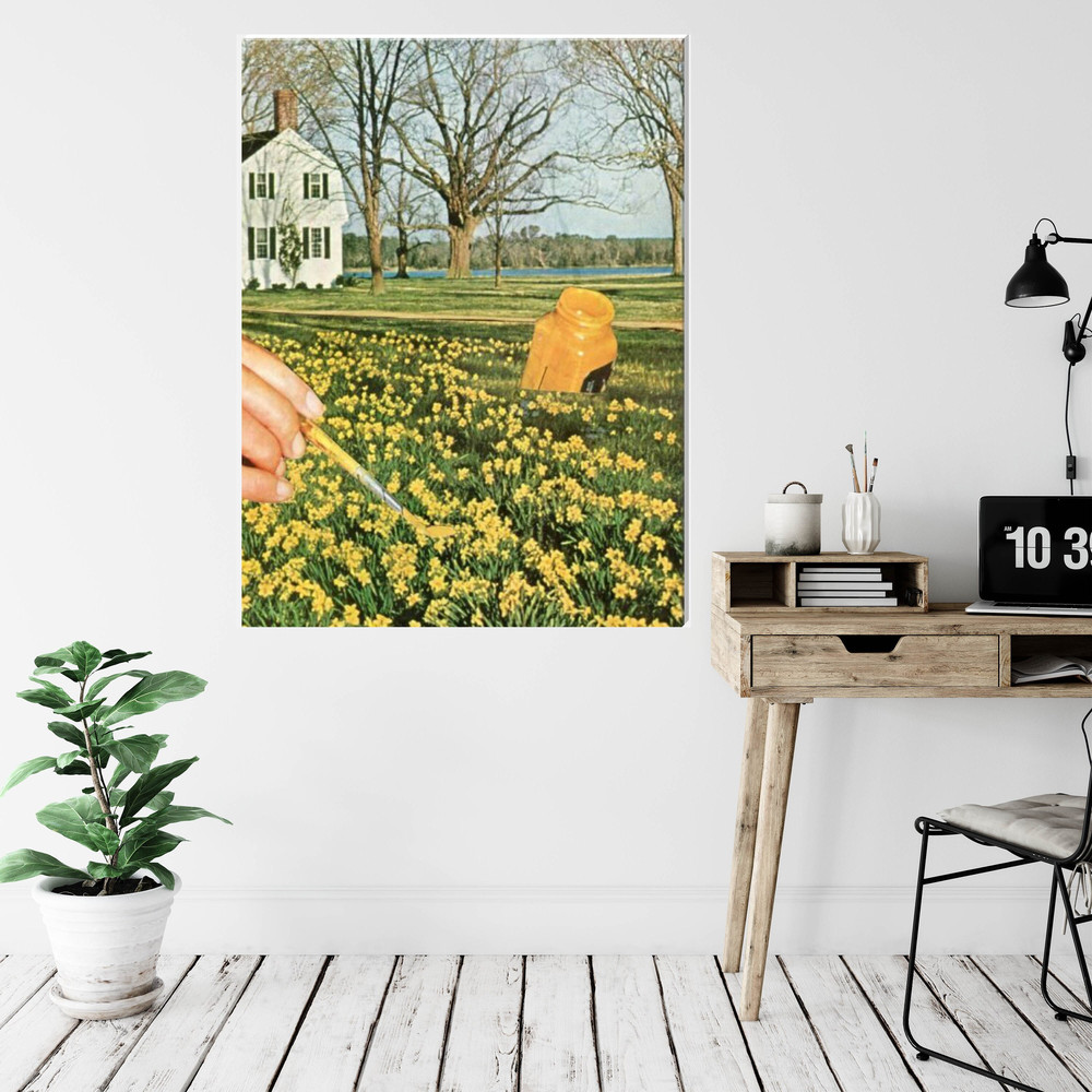 Spring art, Large summer spring art, Floral canvas art, Limited edition, Yellow flowers artwork.jpg