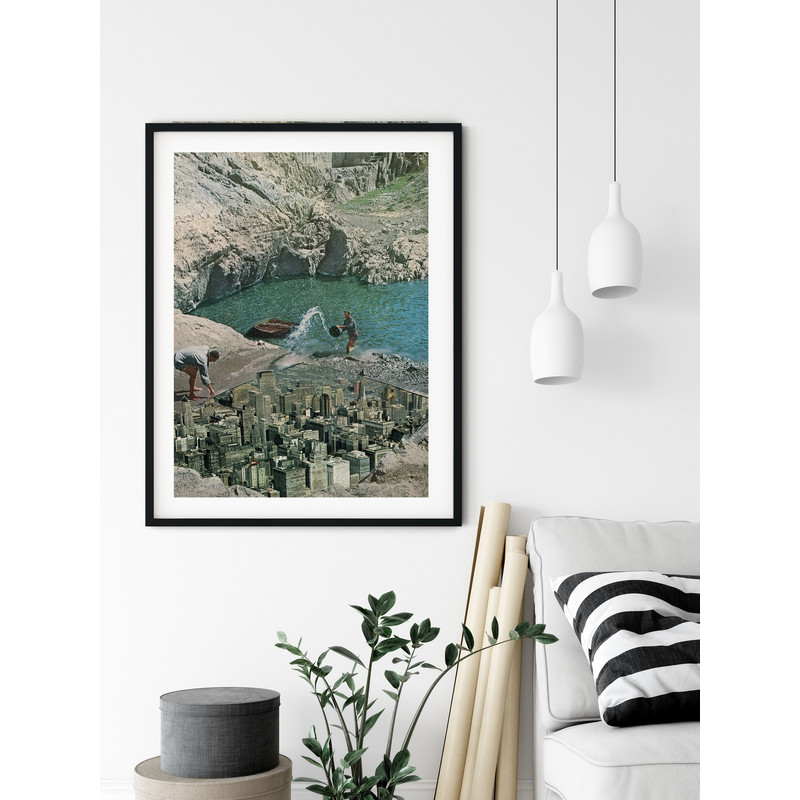 Large wall art print, Extra large city art, Huge hallway art, Statement art, Grey print, Cityscape.jpg