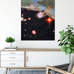 large universe space canvas, canvas wall art, ready to hang art, large canvas, swimmers in the universe