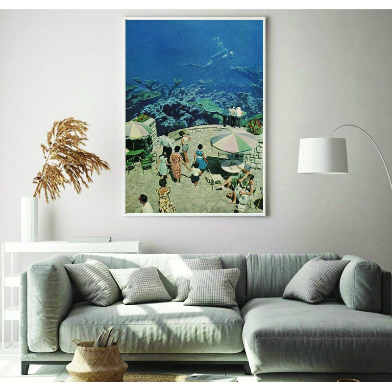 Underwater diver print, Large art print, Extra large wall art, Diving print, Restaurant print, Fantasy art.jpg