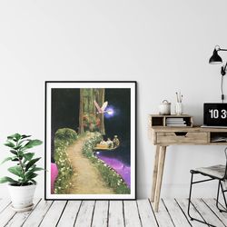 purple boat art, romantic couple art, large prints, extra large artwork, purple, pink, space, stars, flamingo