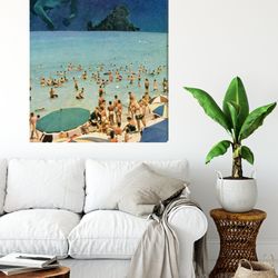 underwater canvas print, wall art, extra large canvas print, large living room art, sea, ocean, beach, summer