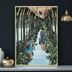 palm tree print, palm tree wall art, tropical art, boho art illustration, retro, vintage, modern wall art decor