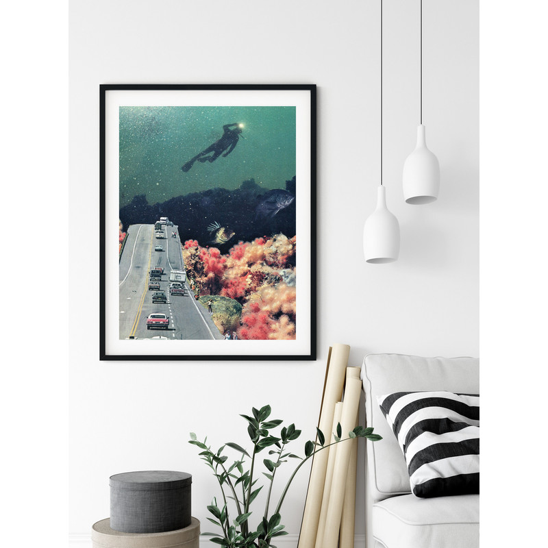 Travel poster, Ocean print, Underwater art, Coral print, Colourful prints, Driving test gift, Diver print, Sea art.jpg