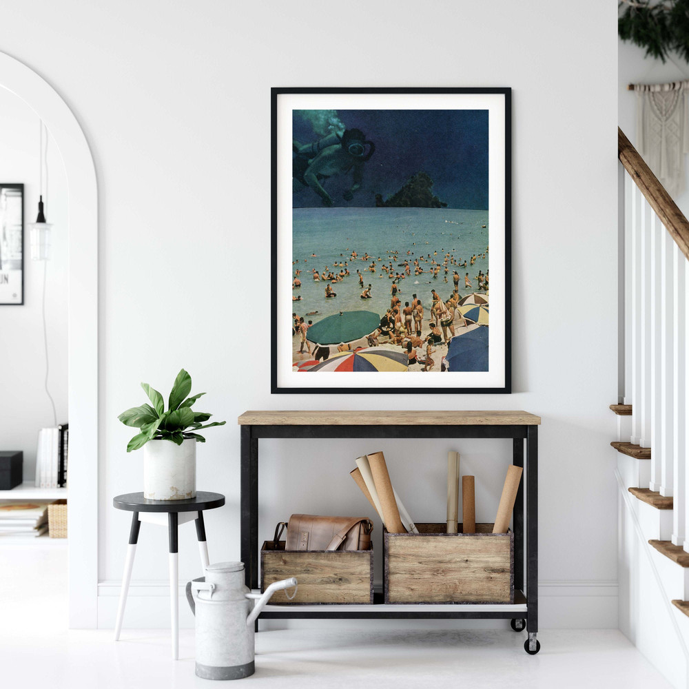 Large wall art, extra large art, 30 x 40, 20 x 30, 45 x 30 prints, retro print,diving, beach art, water decor, diving.jpg