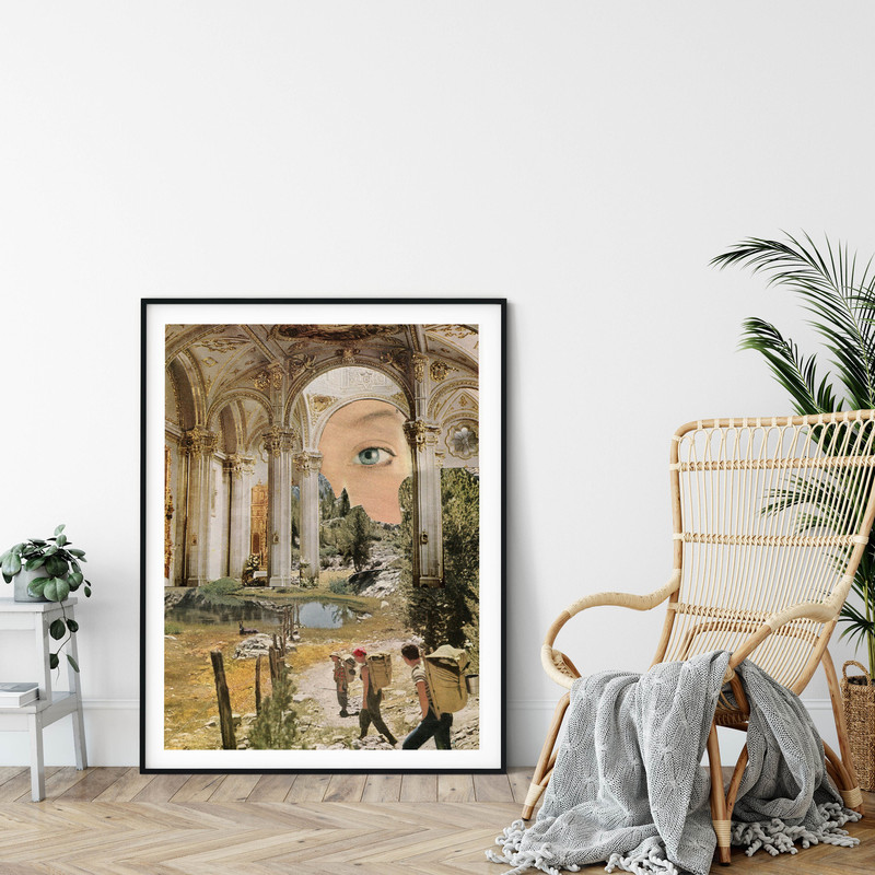 Modern architecture print, Beige yellow art, Large wall art, extra large wall art, large wall print, Hallway art, Livingroom art.jpg
