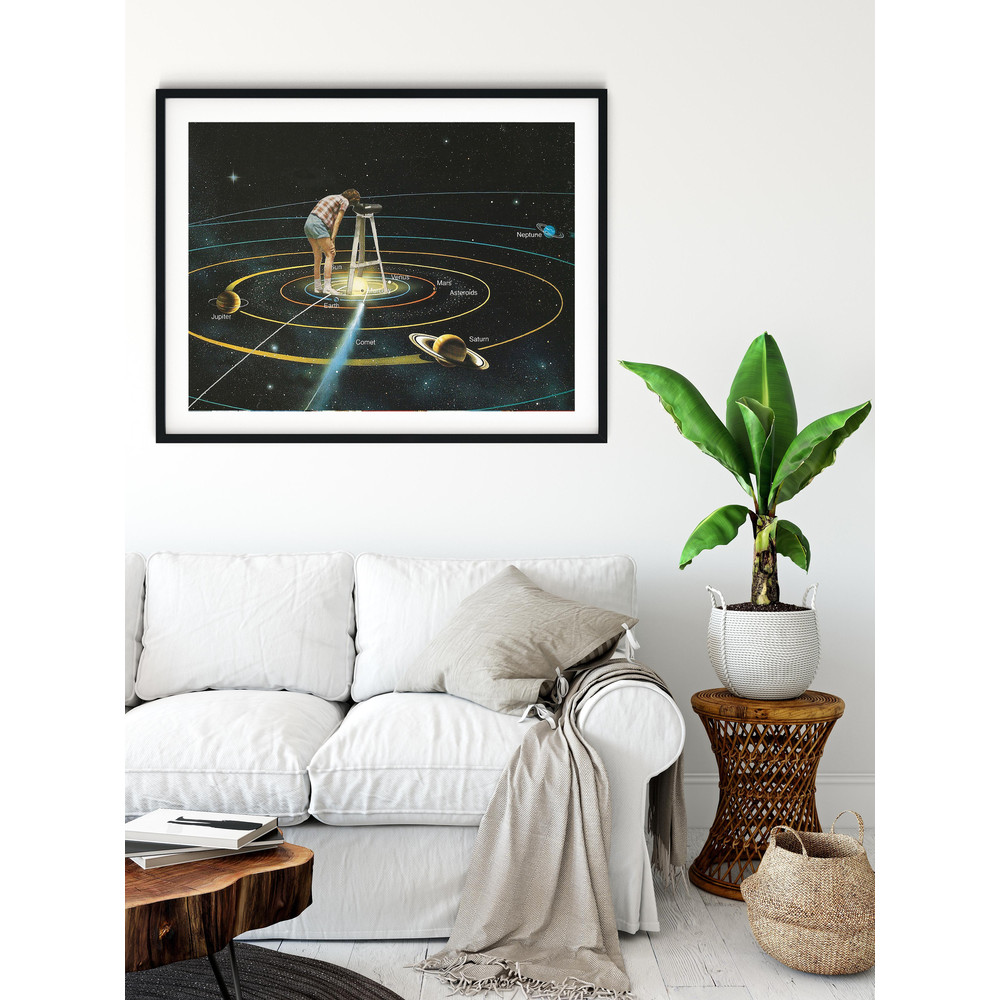 Solar System print, Universe art, Unique artwork, Large wall art, extra large art, 30 x 40, 20 x 30, 45 x 30 prints, retro print.jpg
