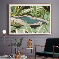 swimming pool print, summer art, botanical print, large wall art, extra large wall art, large wall print, hallway art, l
