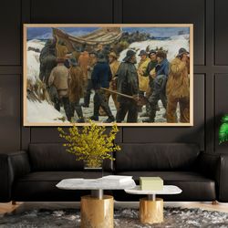 michael ancher the lifeboat is taken through the dunes 1884 printing on canvas or fine art paper reproduction large wall