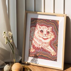 louis wain psychedelic cat printing on canvas or fine art paper bedroom wall art reproduction canvas famous art canvas w