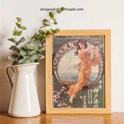 mucha art nouveau print, painting on canvas, living room wall art, boudoir decor, gallery wrapped, sensual wall art, fam