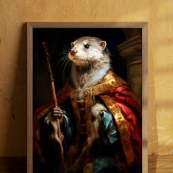 otter wall decor, dark academia painting, victorian otter art, gothic otter vintage poster, otter art print, gothic otte