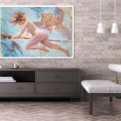 luis ricardo - study of a witch sensual bedroom wall art on canvas, witches naked women, erotic painting for home, witch